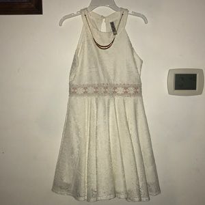 White dress with attached necklace